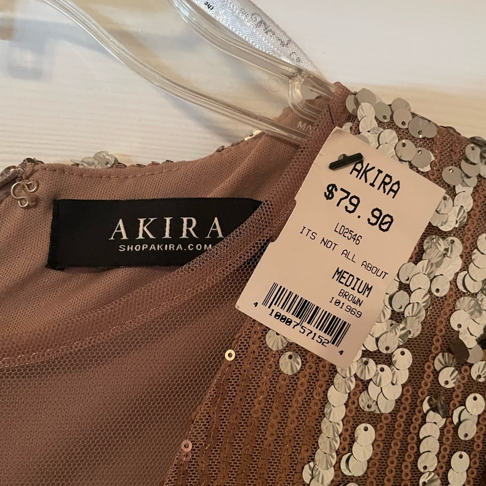 AKIRA—NWT—Tan sequence dress
